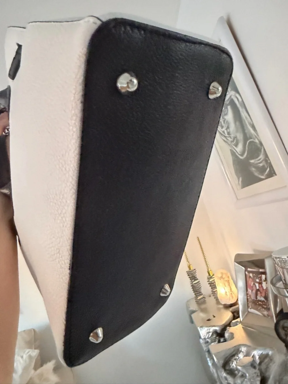 Classic Women's Top-Handle Bag in White and Black